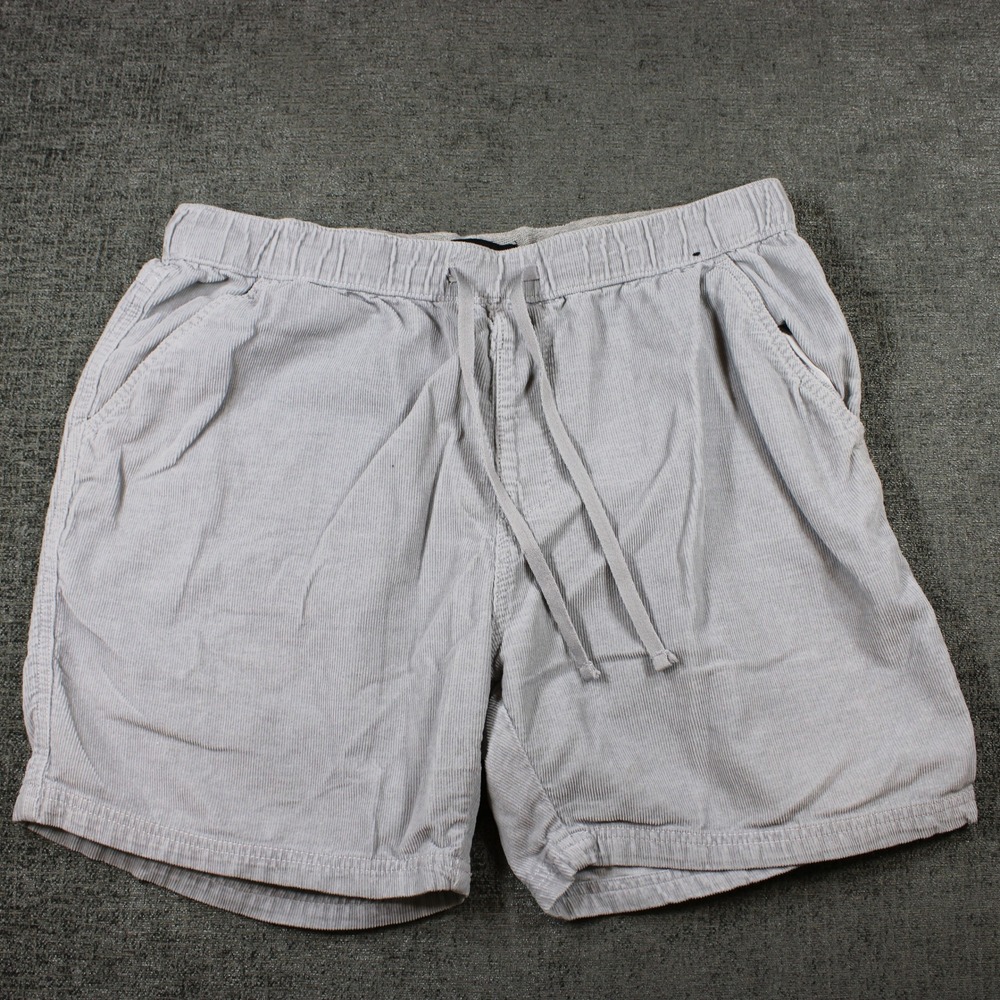 WXYZW Los Angeles Mens XL Corduroy Shorts Grey Elastic Waist Drawstring Cotton